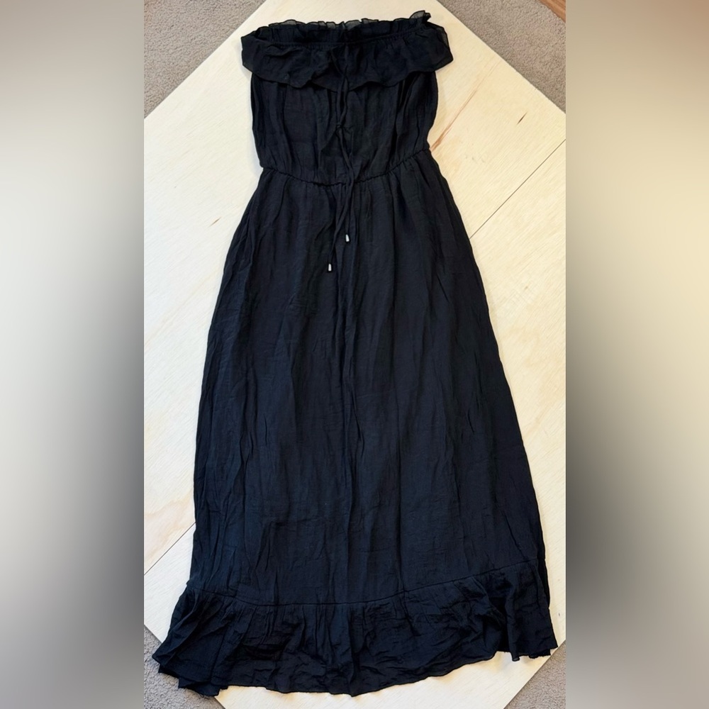 SHEIKE Black Strapless Ruffle Maxi Dress size 6